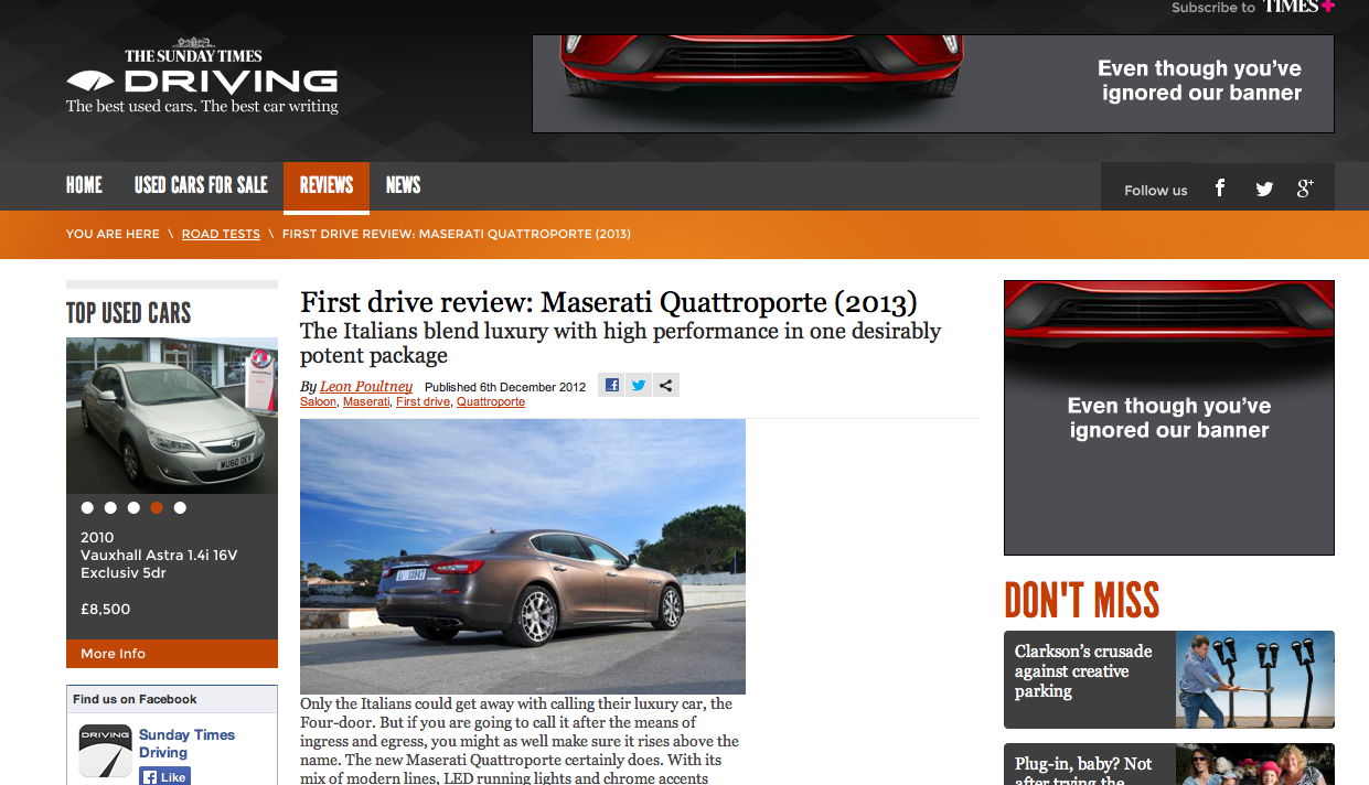 Maserati Quattroporte Sunday Times Driving.co.uk